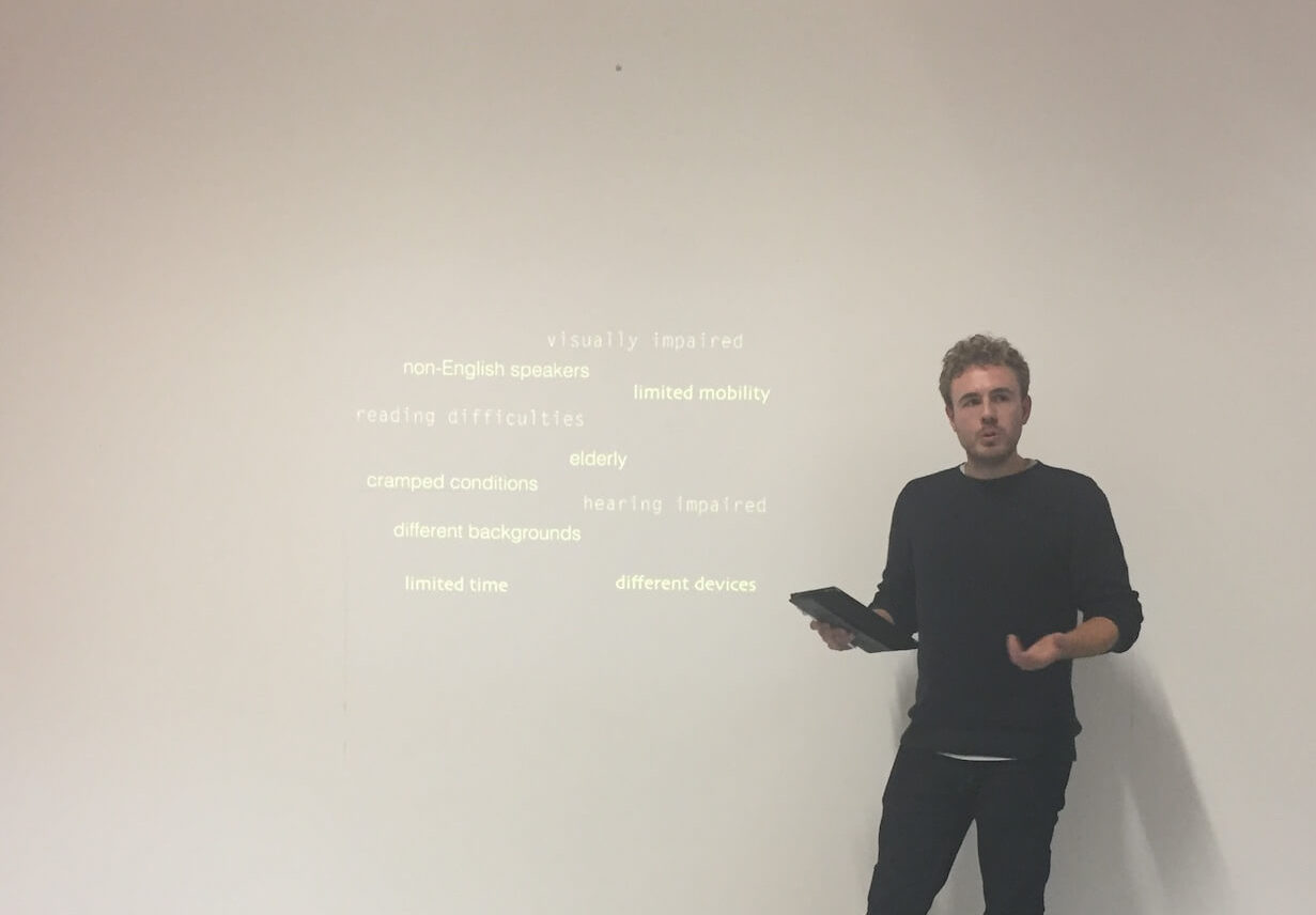 Photo of me presenting to a meetup about accessibility
